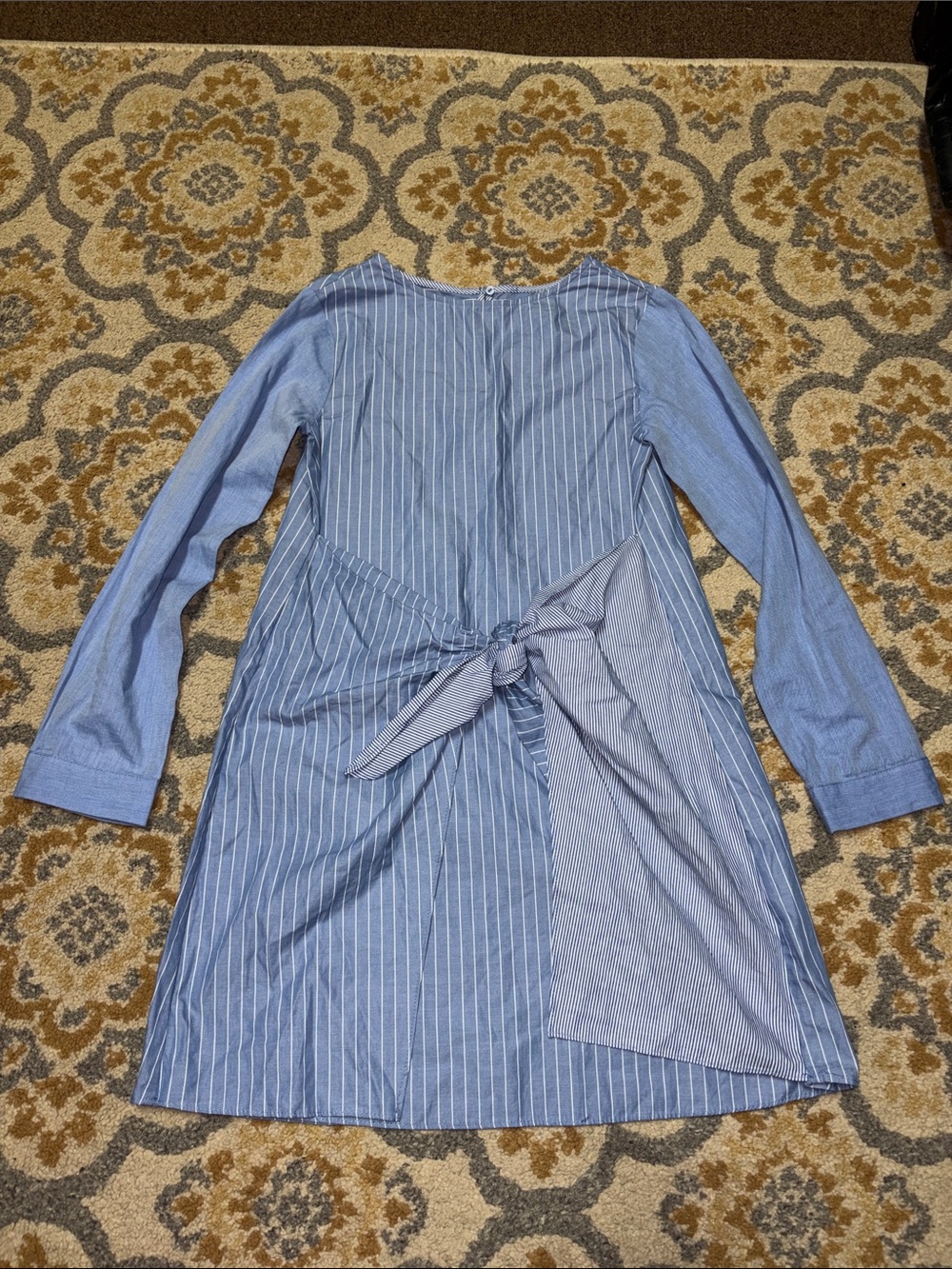 Zara blue long sleeve striped mini dress